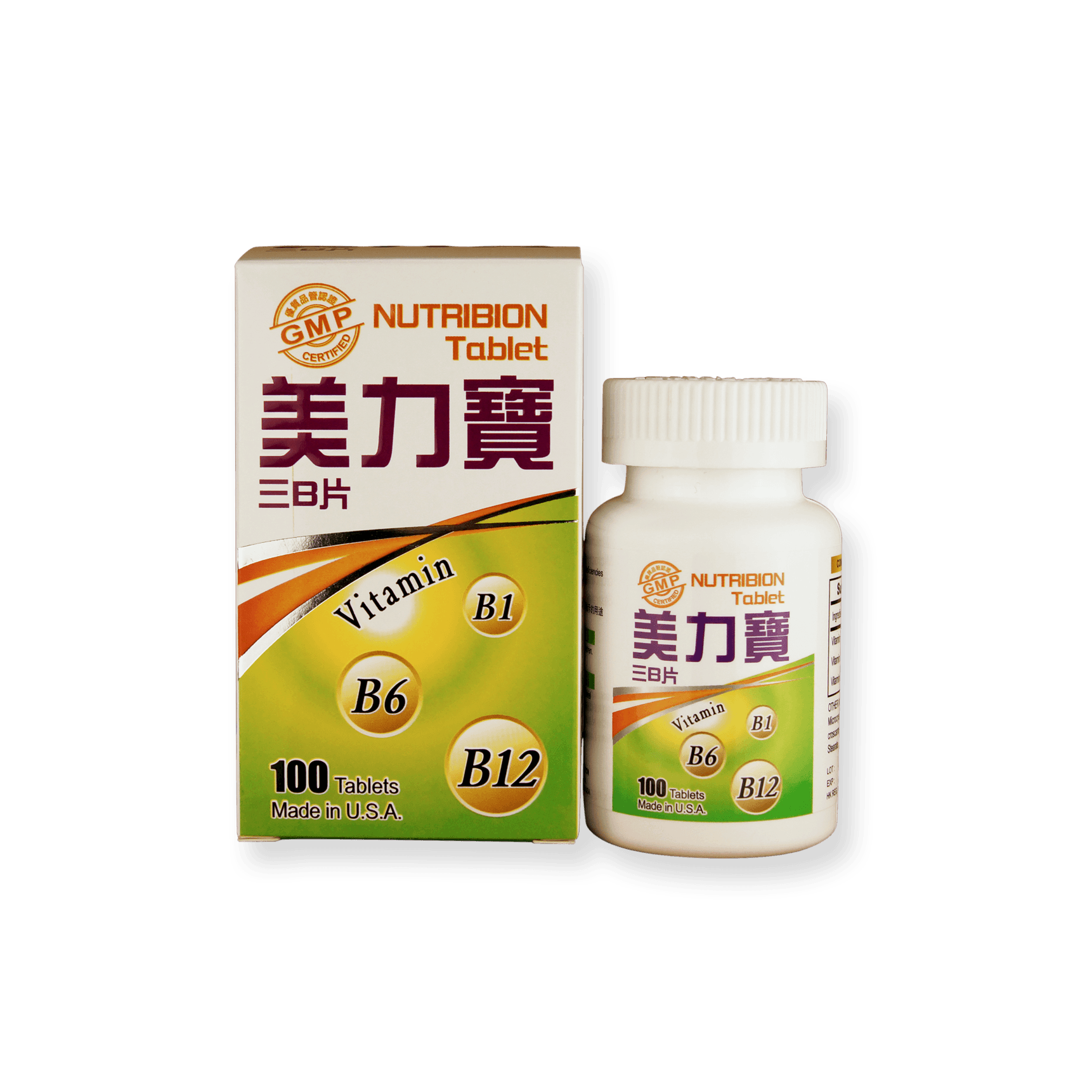美力寶三B片 100's NUTRIBION TABLET 100's (Vitamin B1+B6+B12)